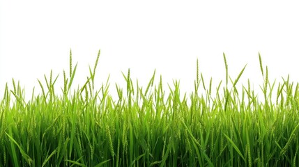 Fototapeta premium A field of green rice plants with a white background
