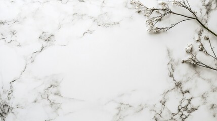 Obraz premium A white marble countertop with a few flowers on it