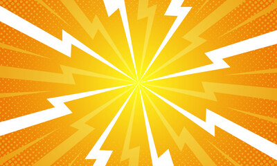 Comic style vibrant yellow sunburst background.
