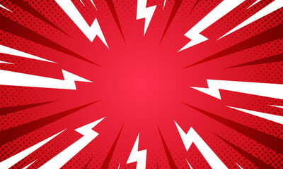 Comic style vibrant red sunburst background.