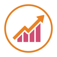 Bars, growth, chart, arrow, sales icon