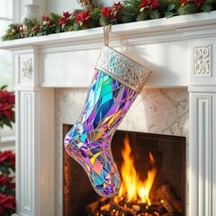 fireplace with christmas gifts