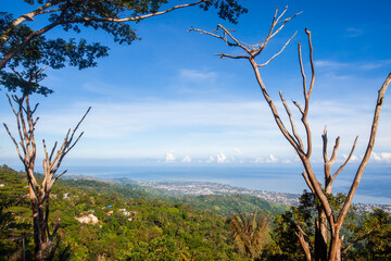 A beautiful view of Dili, the capital of East Timor, seen from a hill on the outskirts of the city. 