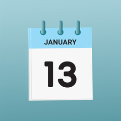 13th February daily calendar icon template. February 13 day calendar design. Single day calendar in vector illustration flat style.