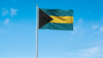 High detailed flag of Bahamas. National Bahamas flag. North America. 3D illustration.