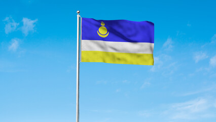 High detailed flag of Buryatia. National Buryatia flag. 3D Render.