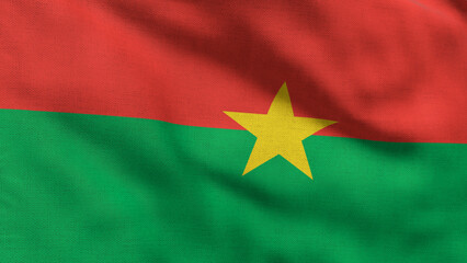 High detailed flag of Burkina Faso. National Burkina Faso flag. Africa. 3D Render.