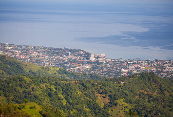 A beautiful view of Dili, the capital of East Timor, seen from a hill on the outskirts of the city. 