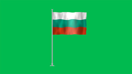 High detailed flag of Bulgaria. National Bulgaria flag. Europe. 3D Render. Green Background.