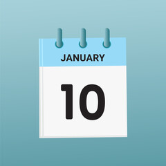10th February daily calendar icon template. February 10 day calendar design. Single day calendar in vector illustration flat style.