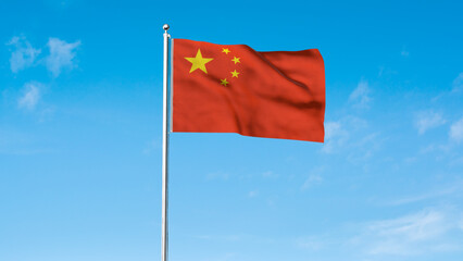High detailed flag of China. National China flag. Asia. 3D illustration.