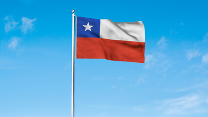 High detailed flag of Chile. National Chile flag. South America. 3D illustration.