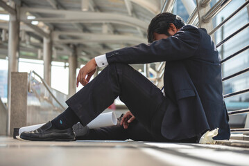 Unemployed Jobless People Crisis who Recession, Stress and lose job. Despair office People feel Stressful in depress situation. Middle aged people despair low economic crisis. Stressed Jobless Concept