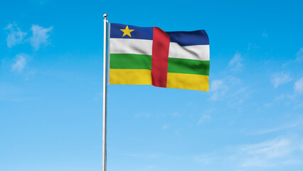High detailed flag of Central-African Republic. National Central-African Republic flag. Africa. 3D illustration. © LumeLense