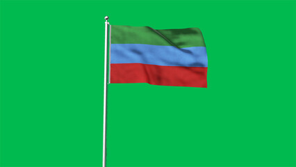 High detailed flag of Dagestan. National Dagestan flag. 3D illustration.