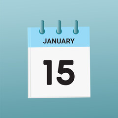 15th February daily calendar icon template. February 15 day calendar design. Single day calendar in vector illustration flat style.