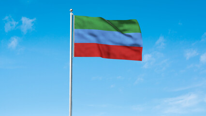 High detailed flag of Dagestan. National Dagestan flag. 3D illustration.