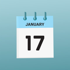 17th February daily calendar icon template. February 17 day calendar design. Single day calendar in vector illustration flat style.