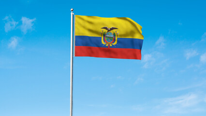 High detailed flag of Ecuador. National Ecuador flag. South America. 3D illustration.