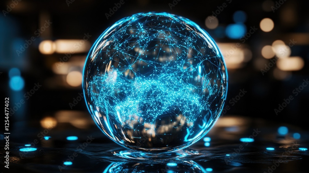 Aufkleber glowing digital sphere representing global connectivity and data flow