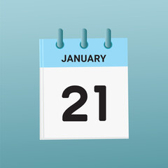 21th February daily calendar icon template. February 21 day calendar design. Single day calendar in vector illustration flat style.