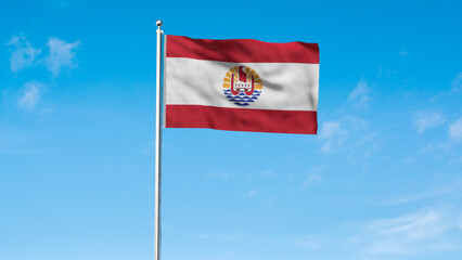 High detailed flag of French Polynesia. National French Polynesia flag. 3D illustration.
