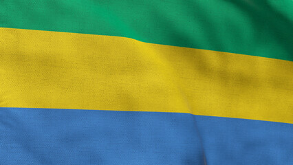 High detailed flag of Gabon. National Gabon flag. Africa. 3D illustration.