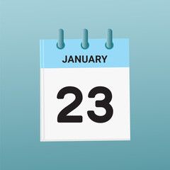 23th February daily calendar icon template. February 23 day calendar design. Single day calendar in vector illustration flat style.