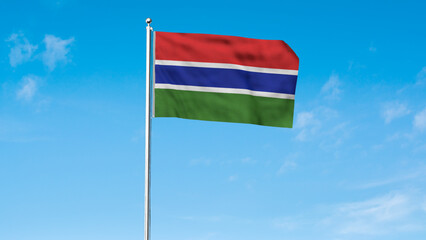 High detailed flag of Gambia. National Gambia flag. Africa. 3D illustration.