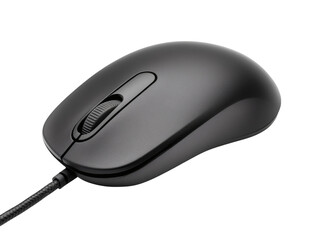 Black computer mouse isolated on transparent background