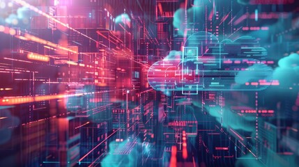 Obraz premium secure cloud computing infrastructure with advanced security features