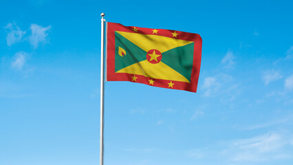 High detailed flag of Grenada. National Grenada flag. North America. 3D illustration.