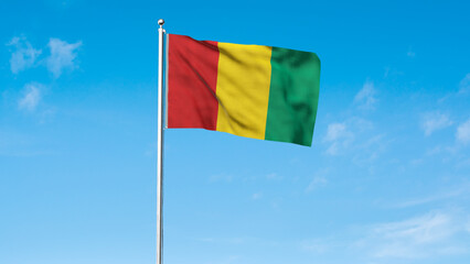 High detailed flag of Guinea. National Guinea flag. Africa. 3D illustration.