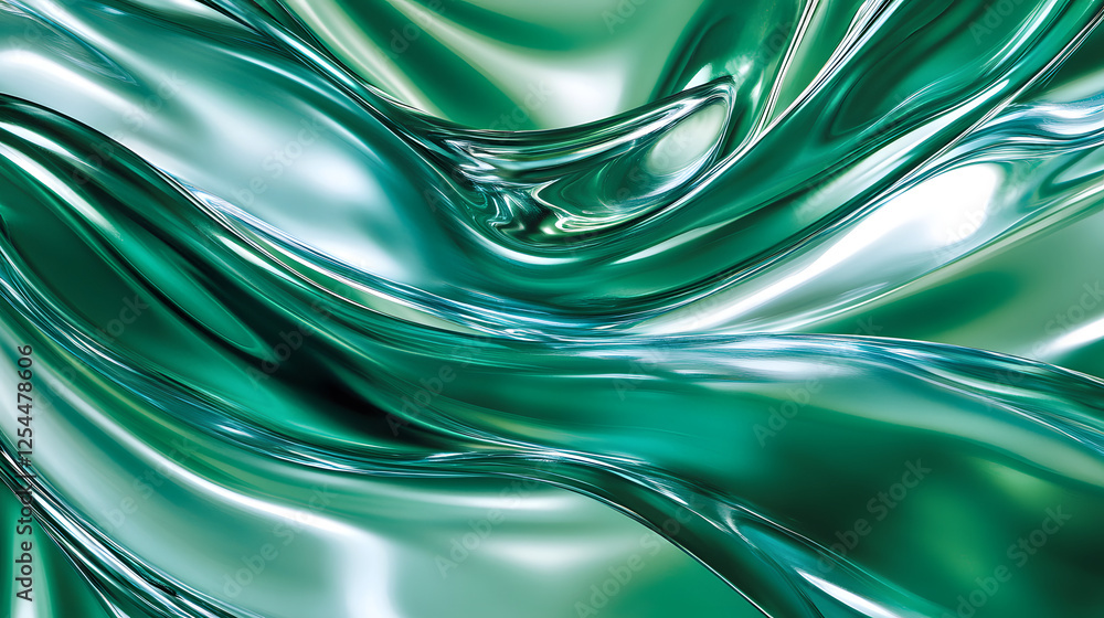 Poster smooth green and white background with an abstract design featuring a captivating dance of colors an