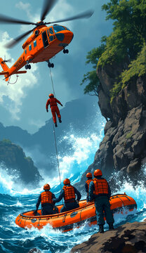 Rescue team rescue in the river
