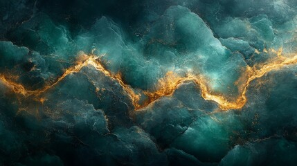 Abstract Teal and Gold Marble Texture Luxury Background Design for Print and Web
