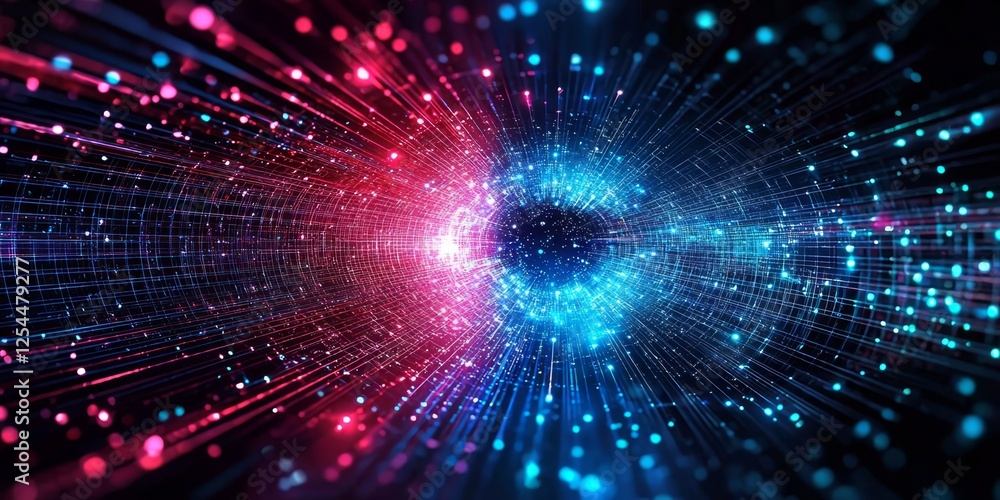 Poster visualization of quantum mechanics in a digital format.