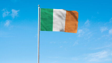 High detailed flag of Ireland. National Ireland flag. Europe. 3D illustration.