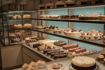 Fototapeta premium Cozy and inviting ambiance in a cake shop setting.