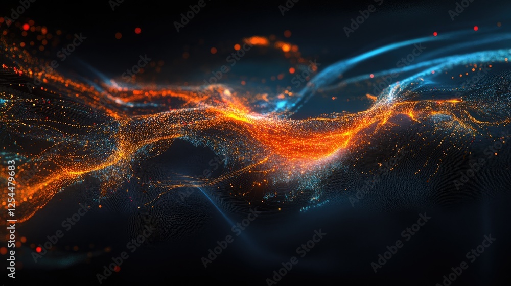 Poster vibrant abstract flow of light and color on a dark background
