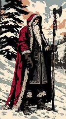 Obraz premium Winter Santa with Axe