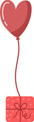 Flying heart balloon gift for Valentine's Day greeting.