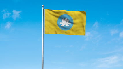 High detailed flag of Kalmykia. National Kalmykia flag. 3D illustration.