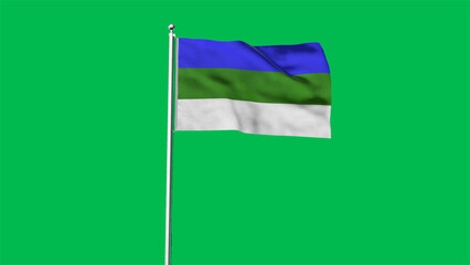High detailed flag of Komi. National Komi flag. 3D illustration.