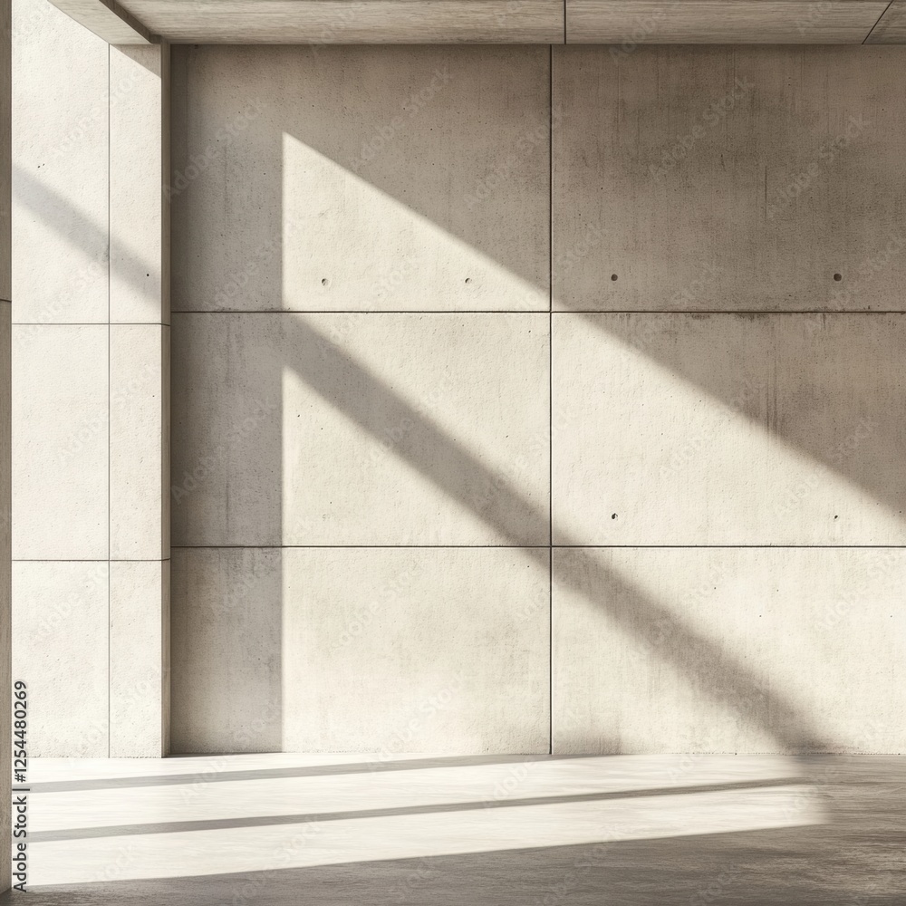 Poster Minimalist concrete texture background with sunlight casting shadows in a modern architectural space during the day. Generative AI