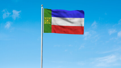 High detailed flag of Khakassia. National Khakassia flag. 3D illustration.