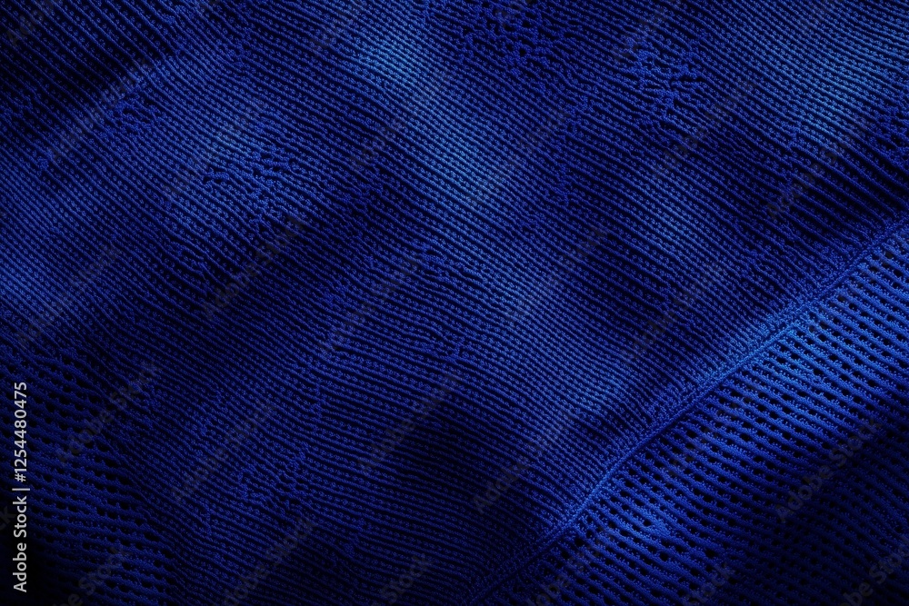 Poster deep blue texture: abstract close-up of a deep blue textile, exhibiting intricate woven patterns and