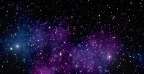 Night Starry Sky colorful milky way cosmos galaxy with beautiful aurora glowing particles sparkling on black background.