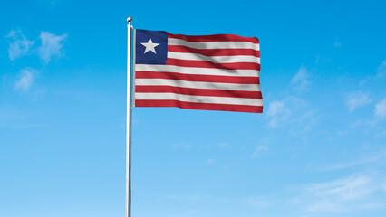 High detailed flag of Liberia. National Liberia flag. Africa. 3D illustration.