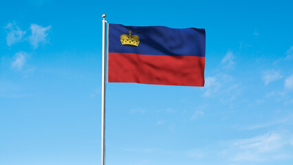 High detailed flag of Liechtenstein. National Liechtenstein flag. Europe. 3D illustration.